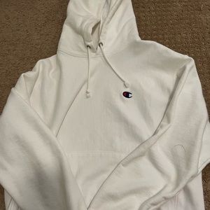 Large reverse weave white champion hoodie